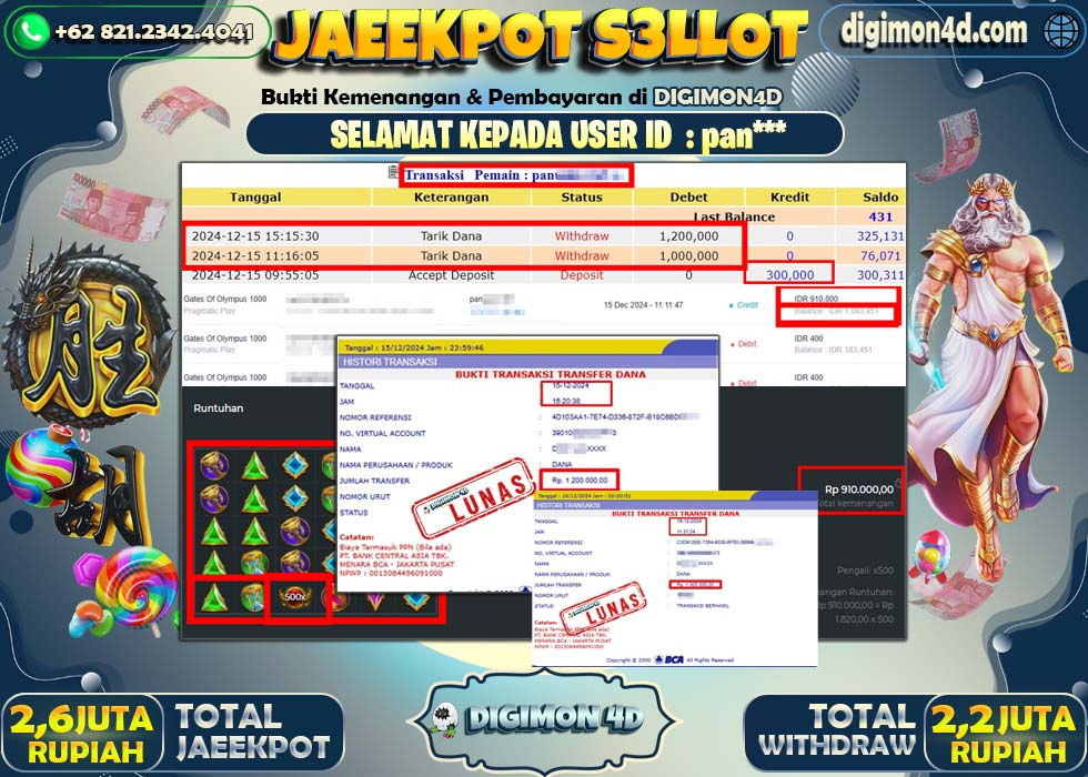 BUKTI JACKPOT 15 DESEMBER 2024