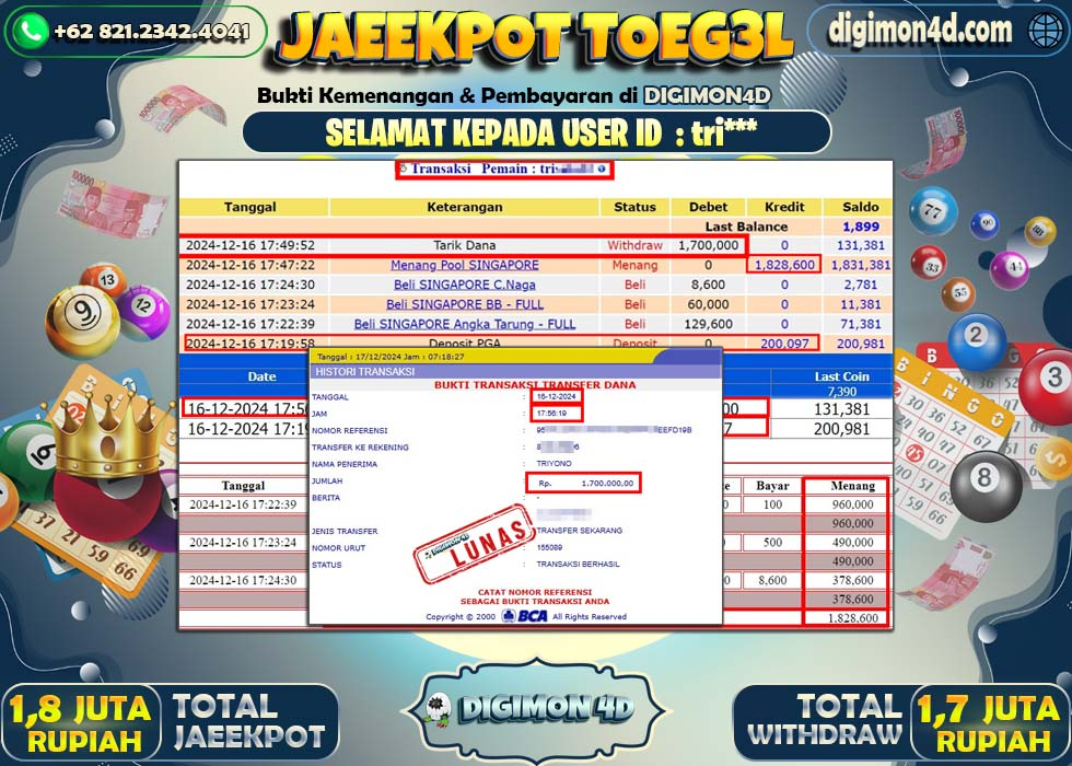 JACKPOT 16 DESEMBER 2024