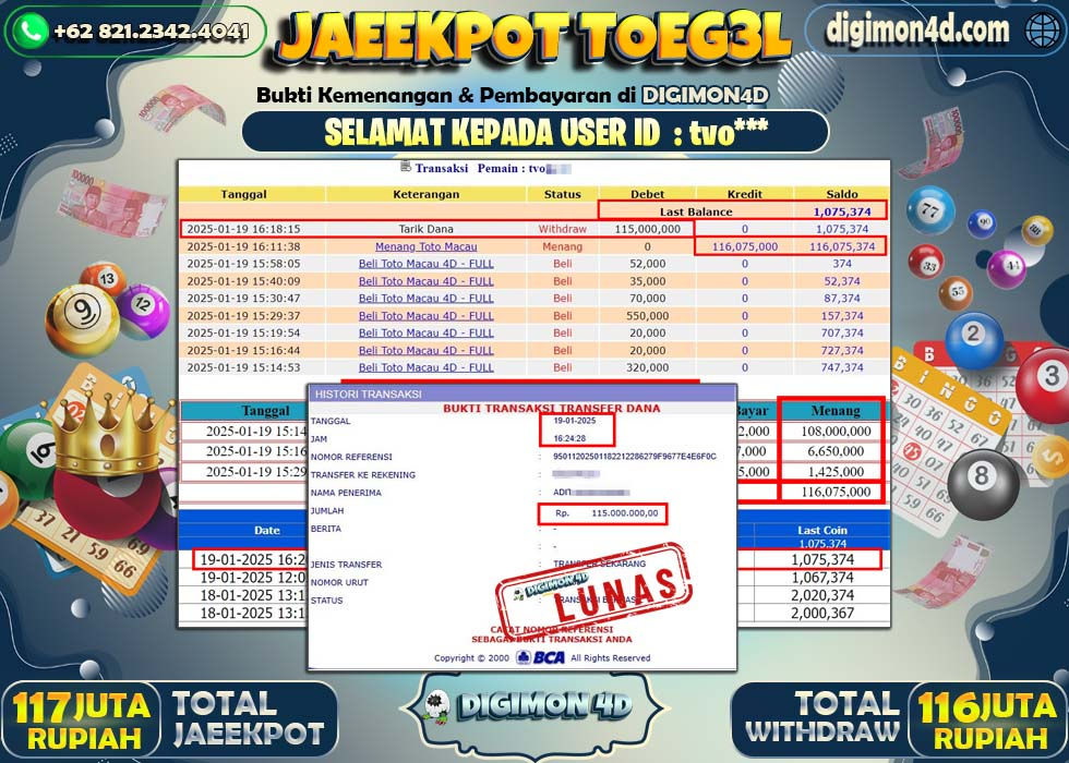 JACKPOT 19 JANUARI 2025