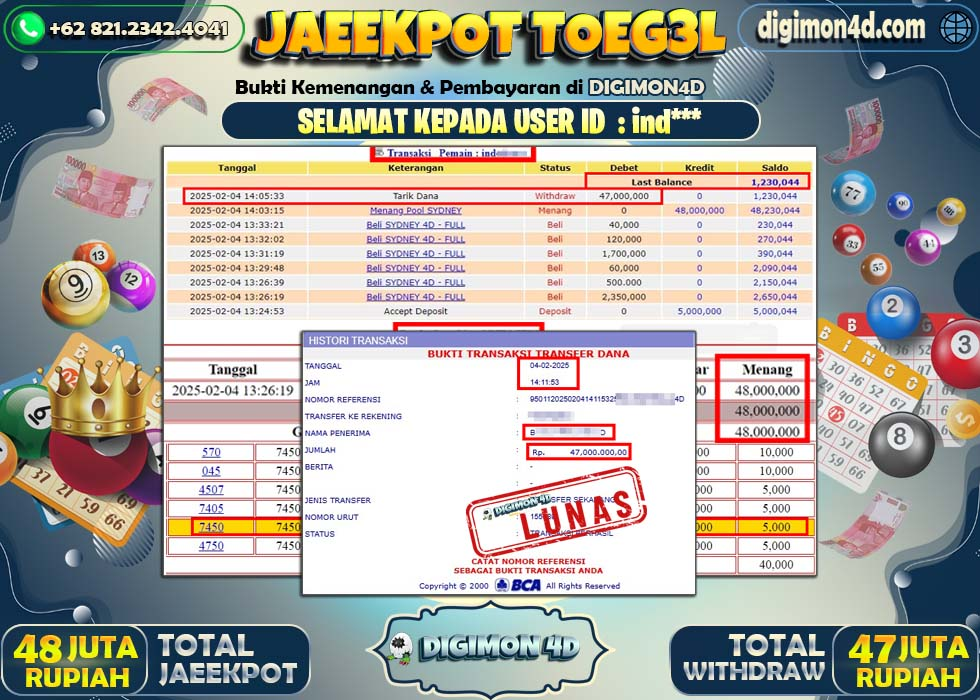 JACKPOT TOGEL 04 FEBRUARI